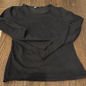 Zara Black Long-Sleeve Crew Neck Top